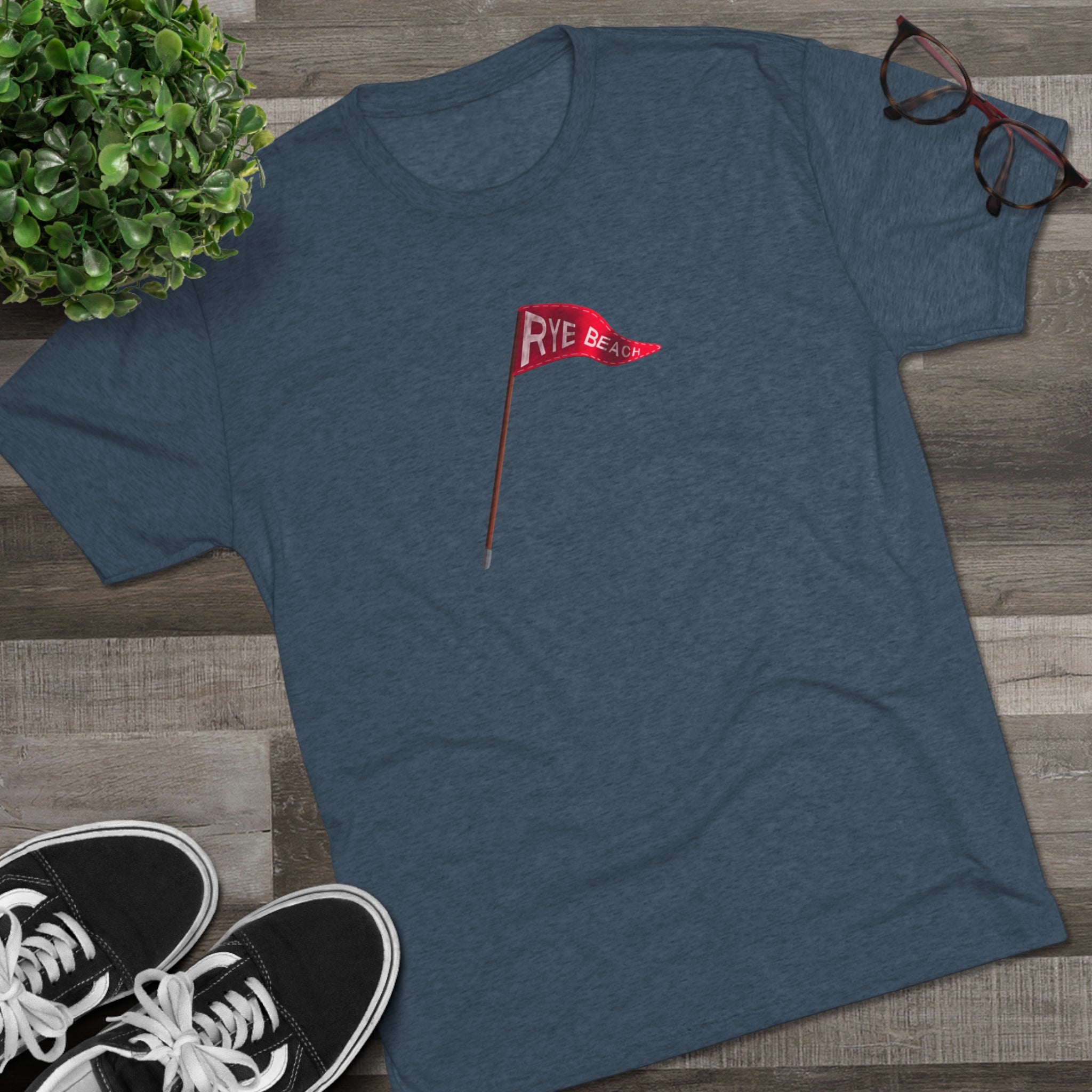 Rye Beach Custom Pennant Unisex Tri-Blend Crew Tee