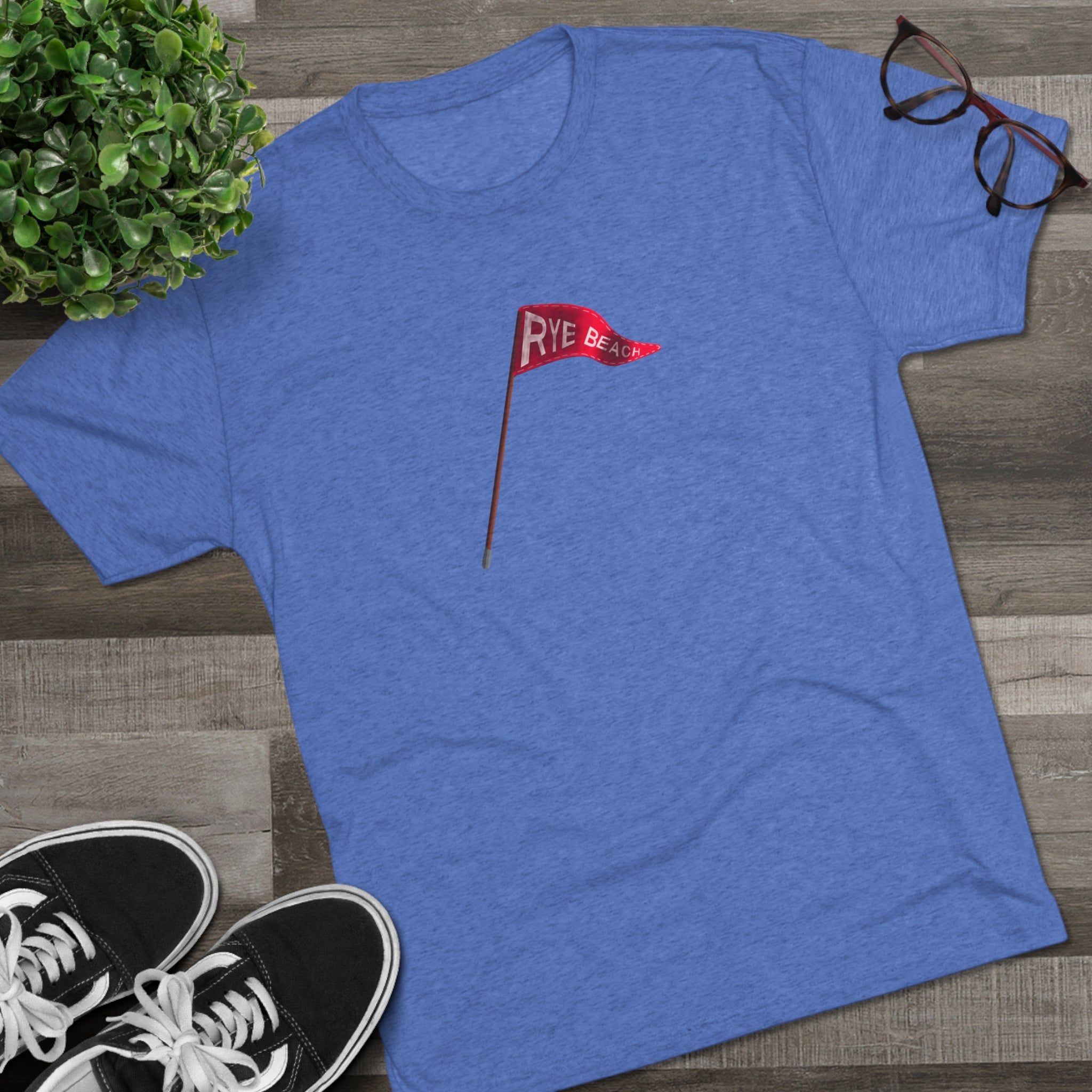 Rye Beach Custom Pennant Unisex Tri-Blend Crew Tee