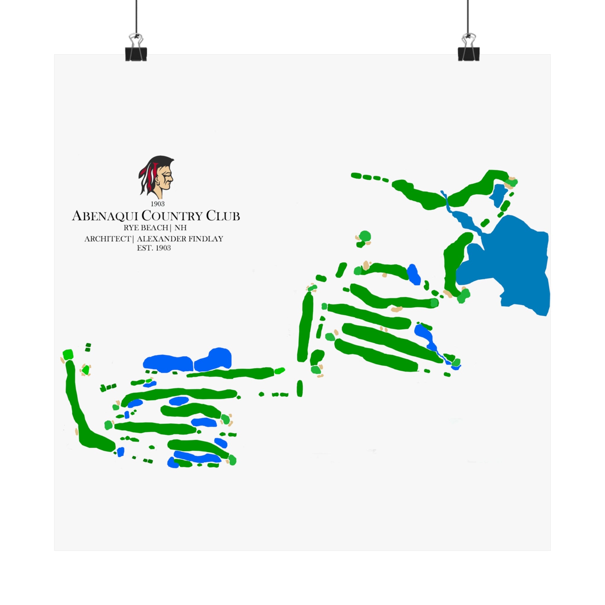 Abenaqui Country Club Course Map, Matte Vertical Posters